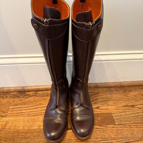 Tall leather wide calf polo riding boots size 38 - Picture 1 of 8